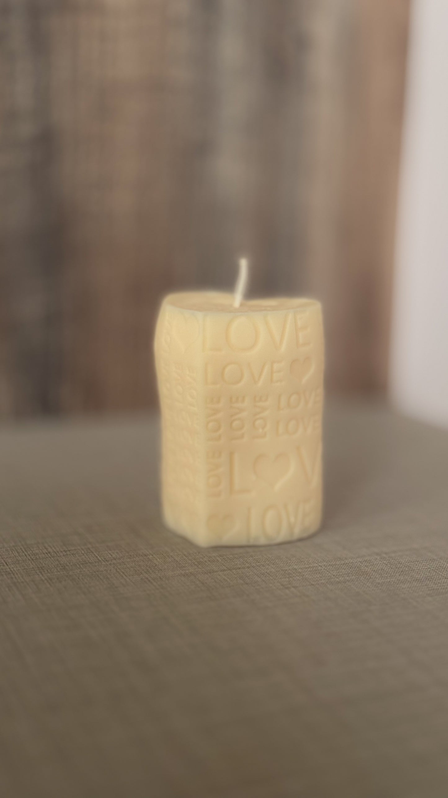 Heart shaped pillar candle
