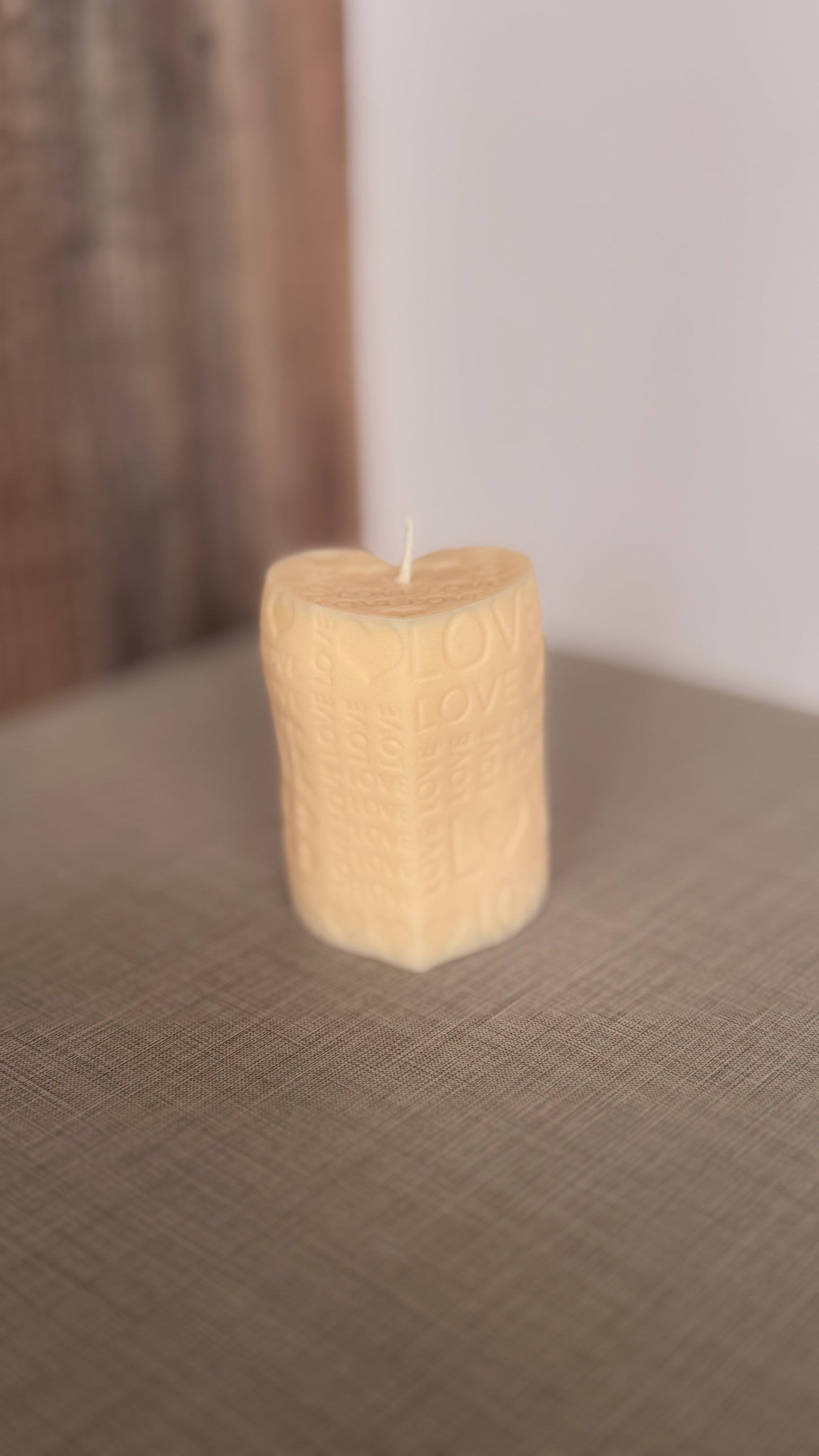 Heart shaped pillar candle