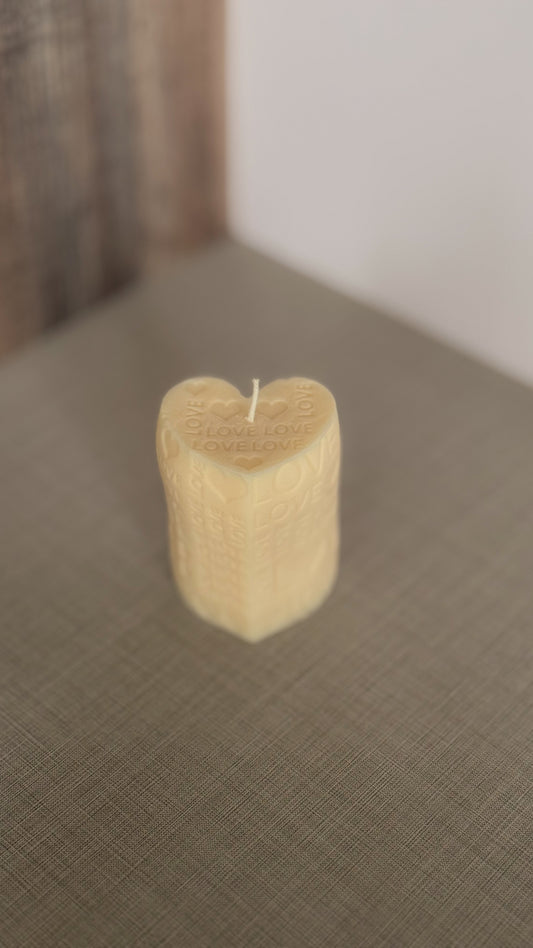 Heart shaped pillar candle